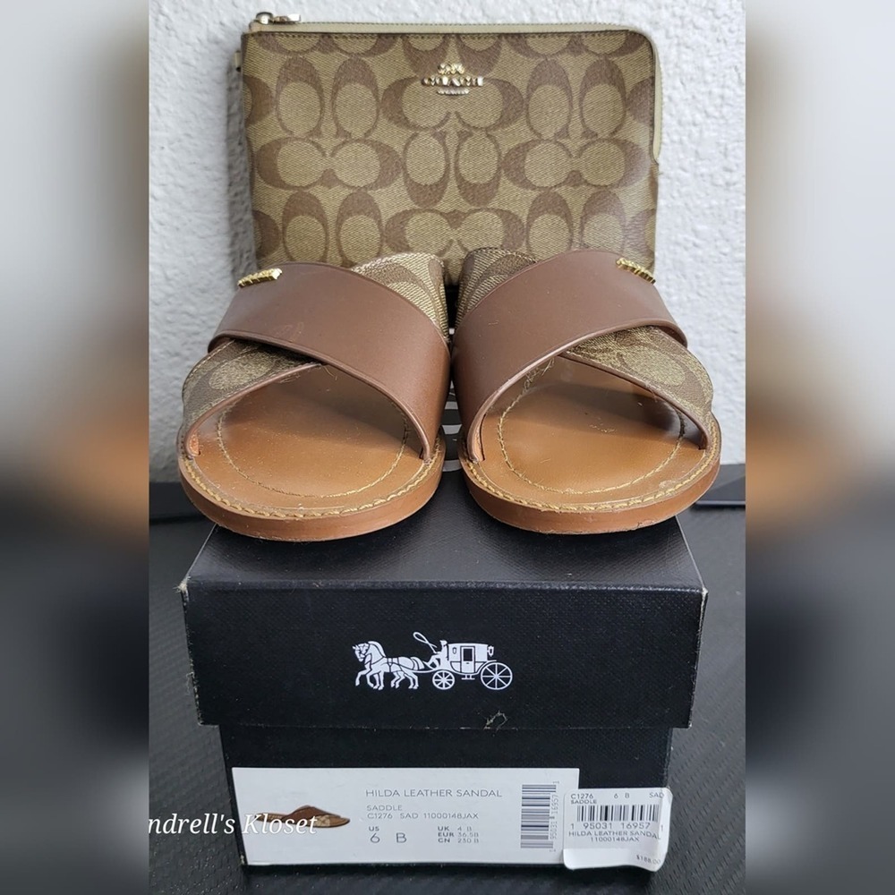 Coach Bundle Hilda Sandals SZ6 and Matching Signature Wristlet. - Picture 1 of 16